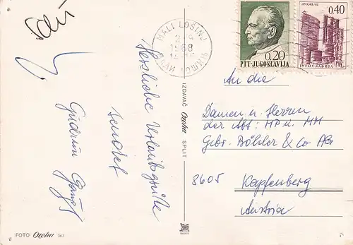 488 - Jugoslawien - Kroatien , Mali Losinj , Cres , Veli Losinj , Nerezine , Mehrbildkarte  - gelaufen 1968