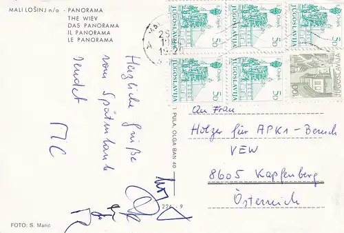 489 - Jugoslawien - Kroatien , Mali Losinj , Panorama - gelaufen 1984