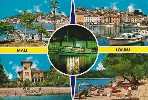 490 - Jugoslawien - Kroatien , Mali Losinj , Panorama , Mehrbildkarte - gelaufen 1974