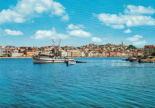493 - Jugoslawien - Kroatien , Mali Losinj , Hafen , Schiff - gelaufen 1968