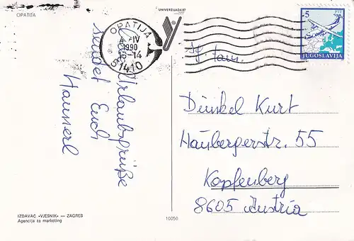 511 - Jugoslawien - Kroatien , Opatija , Hotel - gelaufen 1990