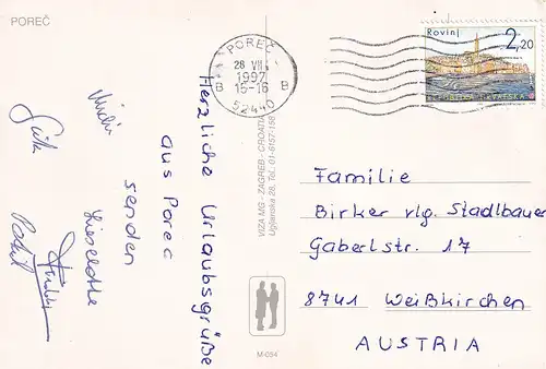 527 - Kroatien - Porec , Hafen , Schiff - gelaufen 1997