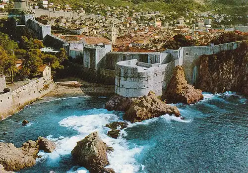 538 - Jugoslawien - Kroatien , Dubrovnik , Stadtmauer - gelaufen