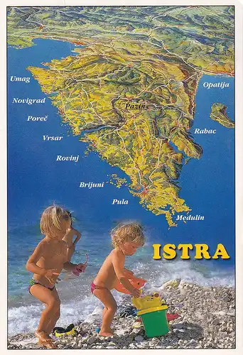 556 - Kroatien - Istrien , Istra , Übersichtskarte - gelaufen 1990
