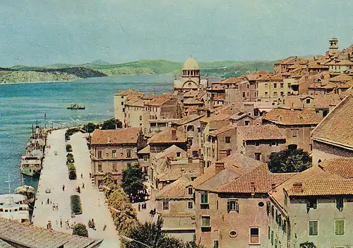 585 - Jugoslawien - Kroatien , Sibenik , Panorama Zentrum , Küste - gelaufen 1961