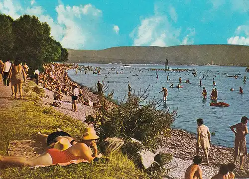 600 - Jugoslawien - Slowenien , Ankaran , Hotel Adria , Strand - gelaufen 1967