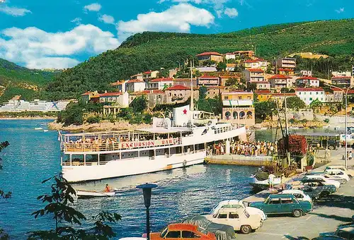 609 - Jugoslawien - Kroatien , Rabac , Küste , Schiff , Auto - gelaufen 1971