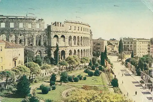 617 - Jugoslawien - Kroatien , Pula , Arena , Amphitheater Pula - gelaufen 1962