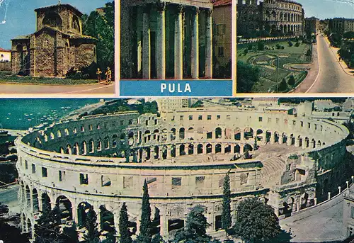 618 - Jugoslawien - Kroatien , Pula , Arena , Amphitheater Pula , Mehrbildkarte - gelaufen 1952