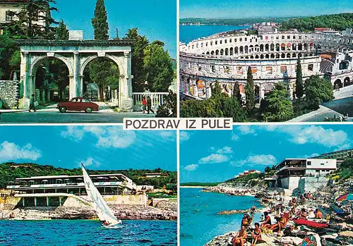 624 - Jugoslawien - Kroatien , Pula , Mehrbildkarte - gelaufen 1971