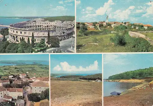 626 - Jugoslawien - Kroatien , Pula , Autocamp Premantura , Mehrbildkarte - gelaufen 1969