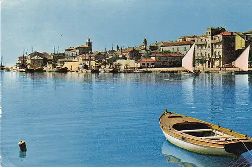 667 - Jugoslawien - Kroatien , Rab , Panorama , Boot - gelaufen 1963