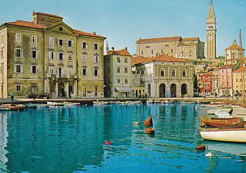 671 - Jugoslawien - Slowenien , Piran , Altstadt - gelaufen 1977