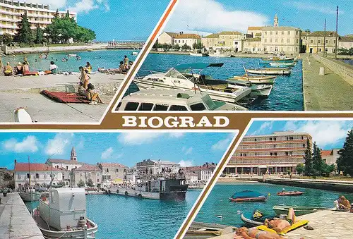 691 - Jugoslawien - Kroatien , Biograd , Mehrbildkarte , Boot - gelaufen 1982