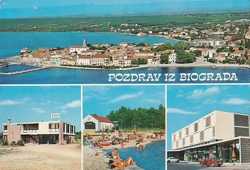 694 - Jugoslawien - Kroatien , Biograd , Strand , Mehrbildkarte - gelaufen 1981