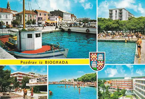 695 - Jugoslawien - Kroatien , Biograd , Strand , Mehrbildkarte - gelaufen 1979