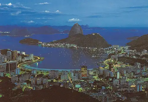 714 - Brasilien - Rio de Janeiro , Guanabara Bay , Panorama bei Nacht - gelaufen 2008