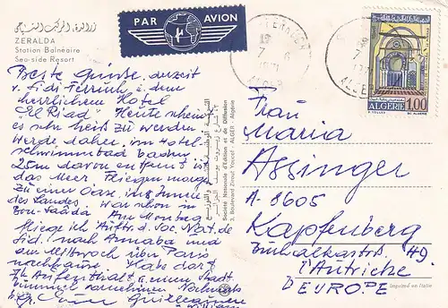 722 - Algerien - Zeralda , Station Balneaire , Sea side Resort - gelaufen 1971