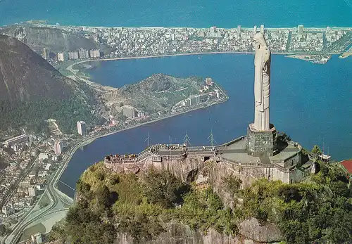 754 - Brasilien - Rio de Janeiro , Blick auf dem Erlöser Jesus Christi , Zuckerhut , Panorama Guanabara Bay - gelaufen 1978