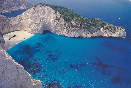 787 - Griechenland - Greece , Insel Zakynthos , Strand , Bucht , Felsen - gelaufen