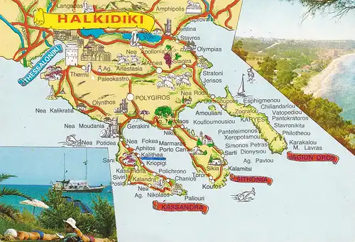 801 - Griechenland - Greece , Halkidiki , Übersicht - gelaufen 1985
