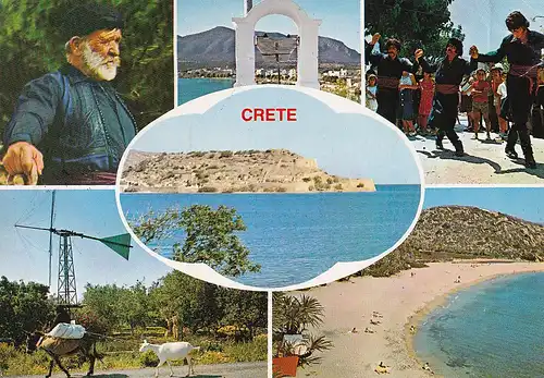 806 - Griechenland - Greece , Crete , Kreta , Mehrbildkarte , Tracht - gelaufen 1985