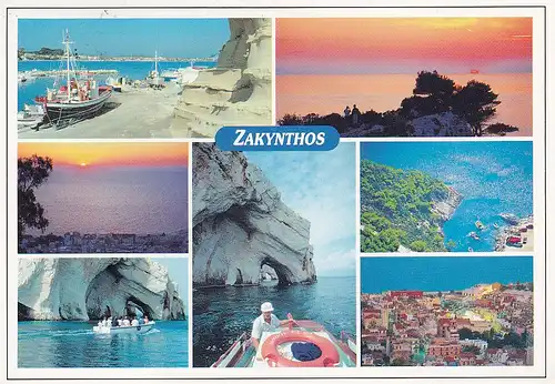 807 - Griechenland - Greece , Insel Zakynthos , Bucht , Felsen , Mehrbildkarte - gelaufen 2000