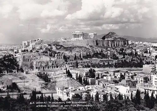 812 - Griechenland - Greece , Athen , Akropolis Sicht aus Philopappus , Mehrbildkarte - gelaufen 1963