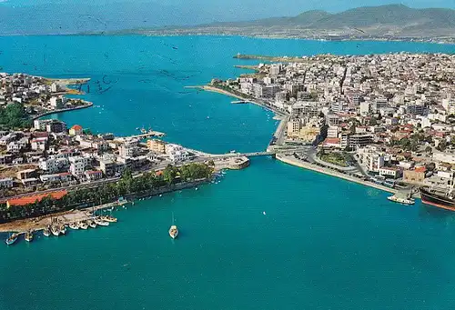 816 - Griechenland - Greece , Chalkis , Chalkida , Panorama aus der Luft - gelaufen 1979