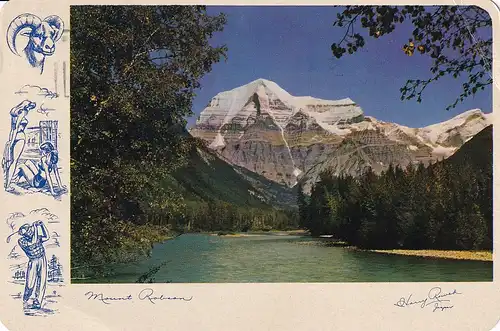 835 - Kanada - Canada , British Columbia , Mount Robson , Fraser River - gelaufen 1956