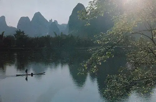839 - China - Lijiang River , See , Boot - gelaufen 1988