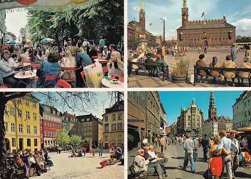 843 - Dänemark - Danmark , Kobenhavn , Kopenhagen , Town Hall Square , Franciscans Square , Stroget , main Street , Rathausplatz , Graubrüderplatz , Amagertorv , Mehrbildkarte - gelaufen 1979