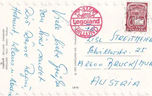 845 - Dänemark - Danmark , Billund , Legoland , Miniland , Hafen - gelaufen 1979