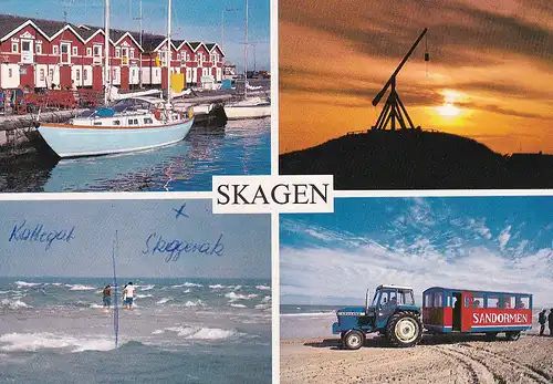 847 - Dänemark - Danmark , Vendsyssel , Skagen , Traktor , Boot , Mehrbildkarte - gelaufen 1991