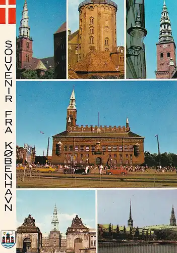 854 - Dänemark - Danmark , Kopenhagen , Copenhagen , Panorama , Mehrbildkarte - gelaufen 1977