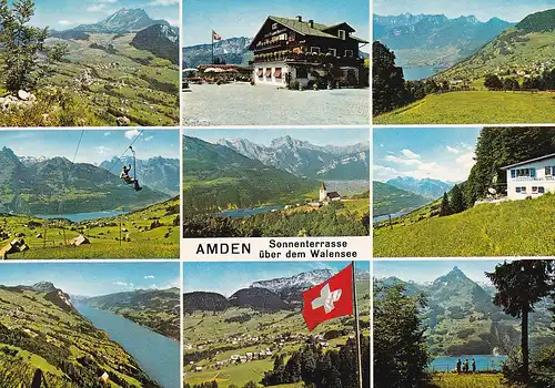 857 - Schweiz - Suisse , Switzerland , Amden , Sonnenterrasse über dem Walensee , Mehrbildkarte - gelaufen 1968