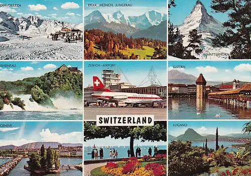 865 - Schweiz - Suisse , Switzerland , Mehrbildkarte , Panorama , Flugzeug - gelaufen 1963