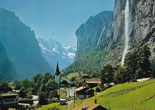 867 - Schweiz - Suisse , Switzerland , Lauterbrunnen mit Staubbachfall , Wasserfall - gelaufen 1978