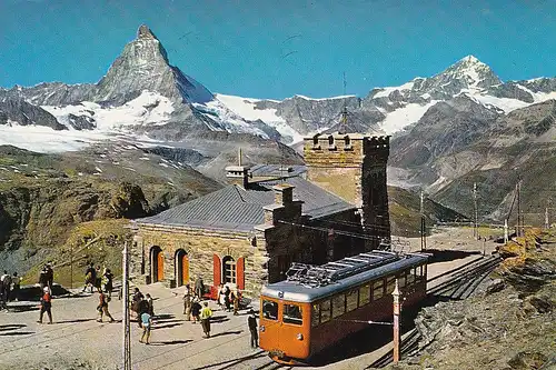868 - Schweiz - Suisse , Switzerland , Zermatt , Station Gornergrat , Matterhorn , Dent Blanche , Zahnradbahn - gelaufen 1966