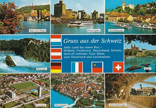 870 - Schweiz - Suisse , Switzerland , Mehrbildkarte , Städte am Rhein - gelaufen 1982