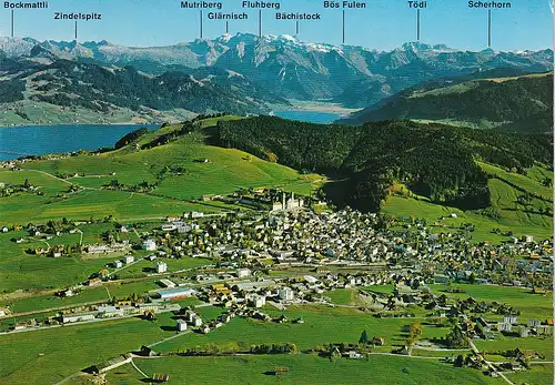 871 - Schweiz - Suisse , Switzerland , Einsiedeln , Sihlsee , Schwyzeralpen , Glarneralpen - gelaufen 1990