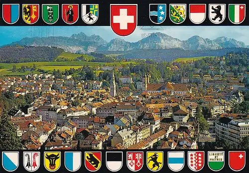 877 - Schweiz - Suisse , Switzerland , St. Gallen , Altstadt mit Säntis - gelaufen 1977