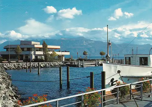 880 - Schweiz - Suisse , Switzerland , Lausanne - Ouchy , Hafen , Schiff - gelaufen 1973