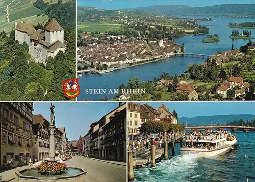 900 - Schweiz - Suisse , Switzerland , Schaffhausen , Stein am Rhein , Brunnen , Boot - gelaufen 1976