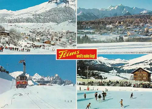 910 - Schweiz - Suisse , Switzerland , Graubünden , Flims , Graubergbahn Tschingelhörner , Eisbahn , Seilbahn - gelaufen 1979