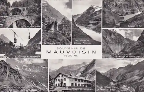 915 - Schweiz - Suisse , Switzerland , Wallis , Lac de Mauvoisin , Stausee - gelaufen 1958