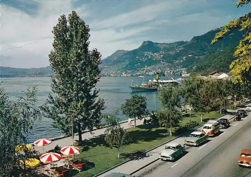 921 - Schweiz - Suisse , Switzerland , Villeneuve , Le Quai , Schiff , Auto - gelaufen 1963