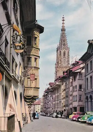 922 - Schweiz - Suisse , Switzerland , Bern , Kesslergasse mit Münster - gelaufen 1957