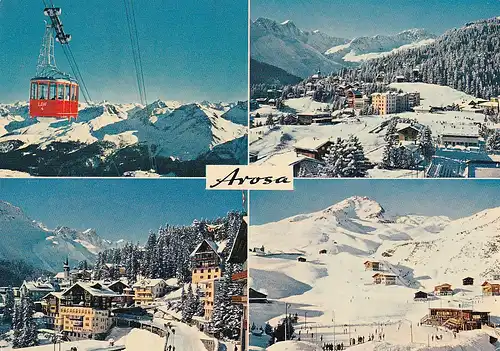 928 - Schweiz - Suisse , Switzerland , Graubünden , Arosa , Seilbahn , Winter - gelaufen 1959