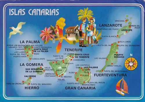 942 - Spanien - Islas Canarias , Inseln der Canaren - gelaufen 1988